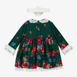 Andreeatex-Girls Green Floral Dress Set | Childrensalon Outlet