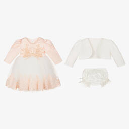 Andreeatex-Girls Ivory and Pink Dress Ensemble | Childrensalon Outlet