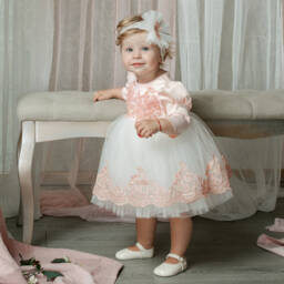 Andreeatex-Girls Ivory and Pink Dress Ensemble | Childrensalon Outlet