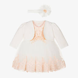 Andreeatex-Girls Ivory and Pink Dress Ensemble | Childrensalon Outlet