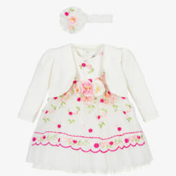 Andreeatex-Girls Ivory Floral Dress Ensemble | Childrensalon Outlet