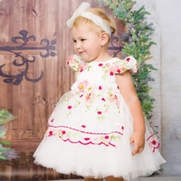 Andreeatex-Girls Ivory Floral Dress Ensemble | Childrensalon Outlet