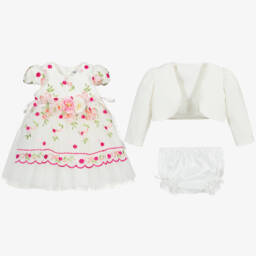 Andreeatex-Girls Ivory Floral Dress Ensemble | Childrensalon Outlet