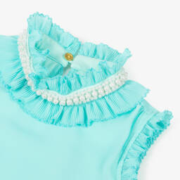 Angel's Face-فستان شيفون أزرق فاتح للبنات مزين باللؤلؤ | Childrensalon Outlet