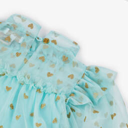 Angel's Face-Girls Aqua Gold Heart Tulle Gown | Childrensalon Outlet