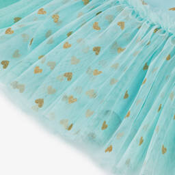 Angel's Face-Girls Aqua Gold Heart Tulle Gown | Childrensalon Outlet