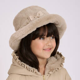 Angel's Face-Girls Beige Faux Fur Hat | Childrensalon Outlet