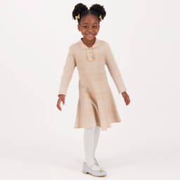 Angel's Face-Girls Beige Lurex Check Dress | Childrensalon Outlet