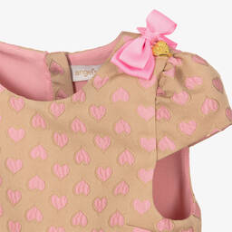Angel's Face-Girls Beige & Pink Jacquard Hearts Dress | Childrensalon Outlet