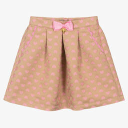 Angel's Face-Girls Beige & Pink Jacquard Hearts Skirt | Childrensalon Outlet