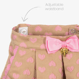 Angel's Face-Girls Beige & Pink Jacquard Hearts Skirt | Childrensalon Outlet