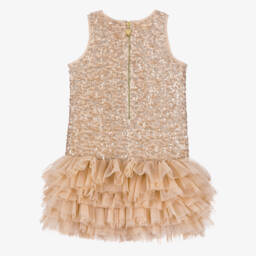 Angel's Face-Girls Beige Sequin Tulle Gown | Childrensalon Outlet