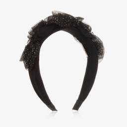 Angel's Face-Girls Black Floral Tulle Headband | Childrensalon Outlet
