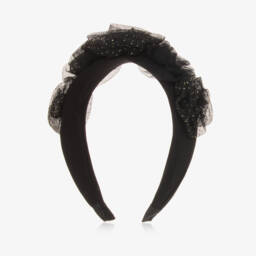 Angel's Face-Girls Black Floral Tulle Headband | Childrensalon Outlet