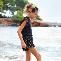 Angel's Face-Girls Black & Gold Shorts | Childrensalon Outlet