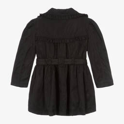 Angel's Face-Girls Black Ruffle Trench Coat | Childrensalon Outlet