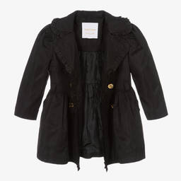 Angel's Face-Girls Black Ruffle Trench Coat | Childrensalon Outlet