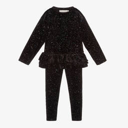 Angel's Face-Girls Black Sparkly Velour Leggings Set | Childrensalon Outlet