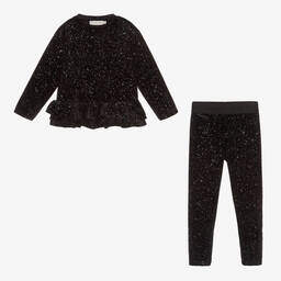 Angel's Face-Girls Black Sparkly Velour Leggings Set | Childrensalon Outlet