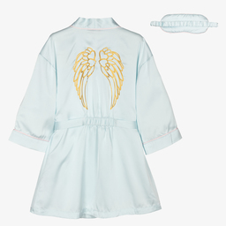 انجلز فيس-طقم روب ساتان لون أزرق للبنات | Childrensalon Outlet