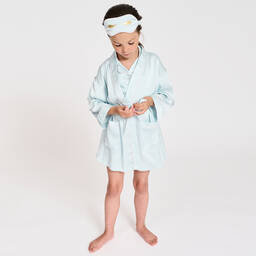 انجلز فيس-طقم روب ساتان لون أزرق للبنات | Childrensalon Outlet