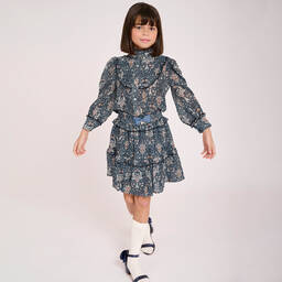 Angel's Face-Girls Blue Floral Chiffon Tiered Skirt | Childrensalon Outlet