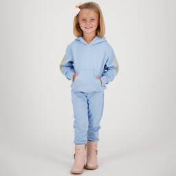 انجلز فيس-توب هودي قطن جيرسي لون أزرق وذهبي للبنات | Childrensalon Outlet