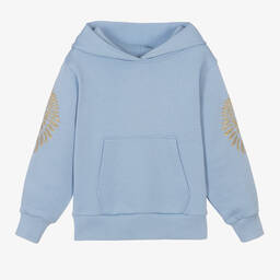 انجلز فيس-توب هودي قطن جيرسي لون أزرق وذهبي للبنات | Childrensalon Outlet