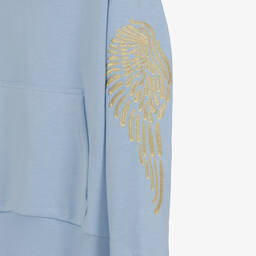 انجلز فيس-توب هودي قطن جيرسي لون أزرق وذهبي للبنات | Childrensalon Outlet