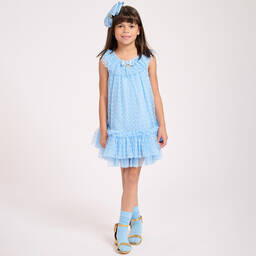 Angel's Face-Голубое платье из тюля с сердечками | Childrensalon Outlet