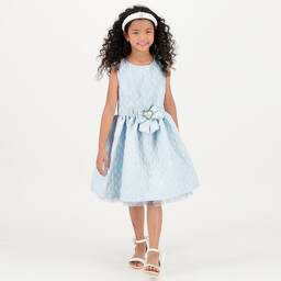 Angel's Face-Girls Blue Jacquard Flower Dress | Childrensalon Outlet