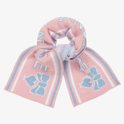 انجلز فيس-سكارف قطن محبوك لون أزرق وزهري للبنات | Childrensalon Outlet