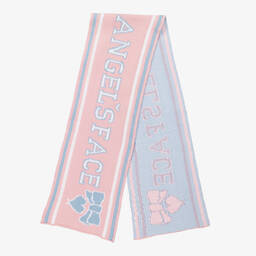 انجلز فيس-سكارف قطن محبوك لون أزرق وزهري للبنات | Childrensalon Outlet