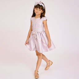 انجلز فيس-فستان جاكارد لون أزرق وزهري | Childrensalon Outlet