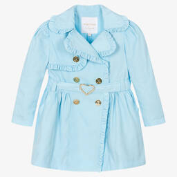 Angel's Face - Girls Navy Blue Ruffle Trench Coat