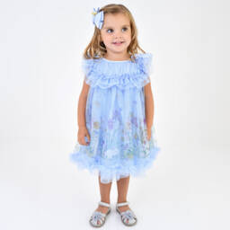 Angel's Face-Girls Dusky Blue Bunny Tulle Gown | Childrensalon Outlet
