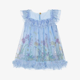 Angel's Face-Girls Dusky Blue Bunny Tulle Gown | Childrensalon Outlet