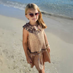 Angel's Face-Элегантное золотое платье в складку для девочек | Childrensalon Outlet