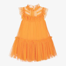 Angel's Face-فستان تول برتقالي فاخر للبنات | Childrensalon Outlet