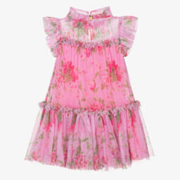 Angel's Face-Girls Floral Pink Tulle Gown | Childrensalon Outlet