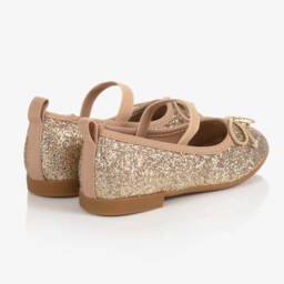 انجلز فيس-حذاء باليه ذهبي براق للبنات | Childrensalon Outlet