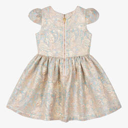 Angel's Face-Girls Gold & Blue Floral Jacquard Dress | Childrensalon Outlet