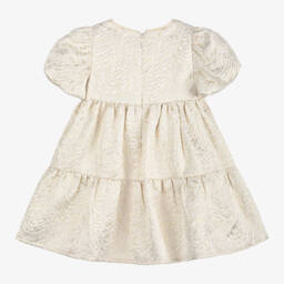 انجلز فيس-فستان بفيونكة جاكار لون ذهبي وعاجي | Childrensalon Outlet