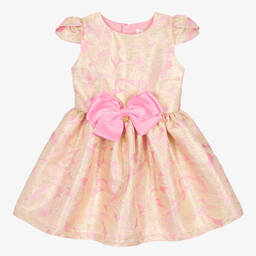 Angel's Face-Girls Gold & Pink Floral Jacquard Dress | Childrensalon Outlet