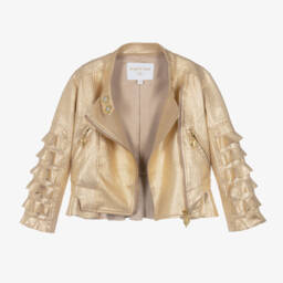 Angel's Face-Girls Gold Shimmer Biker Jacket | Childrensalon Outlet