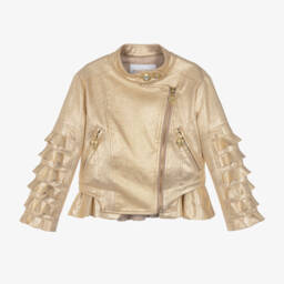 Angel's Face-Girls Gold Shimmer Biker Jacket | Childrensalon Outlet