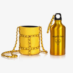 Angel's Face-Золотистая бутылка для воды с желтым футляром | Childrensalon Outlet