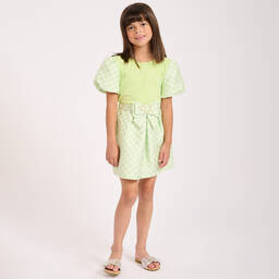 Angel's Face-Зеленый хлопковый топ с парчой | Childrensalon Outlet