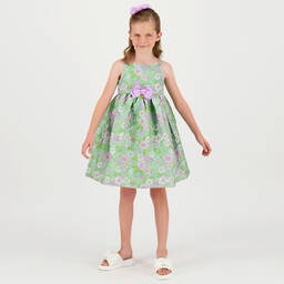 Angel's Face-Girls Green & Purple Jacquard Dress | Childrensalon Outlet