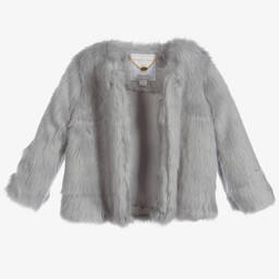 Angel's Face-Girls Grey Faux Fur Jacket | Childrensalon Outlet